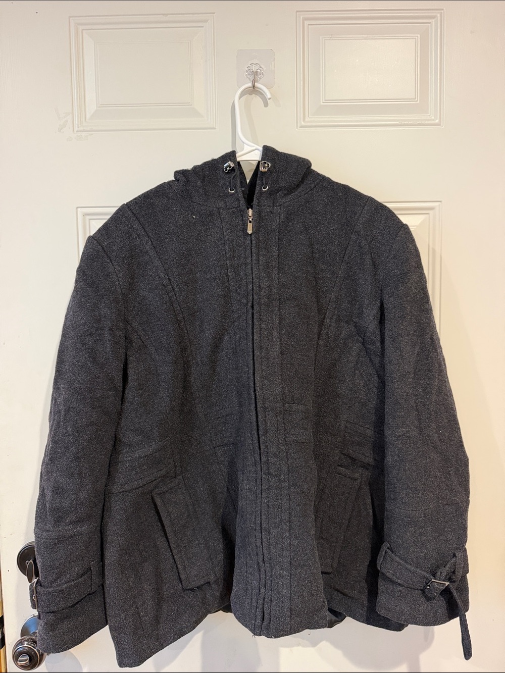 St. John's Bay Charcoal Gray Hooded Pea Coat